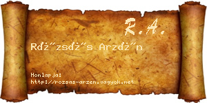 Rózsás Arzén névjegykártya